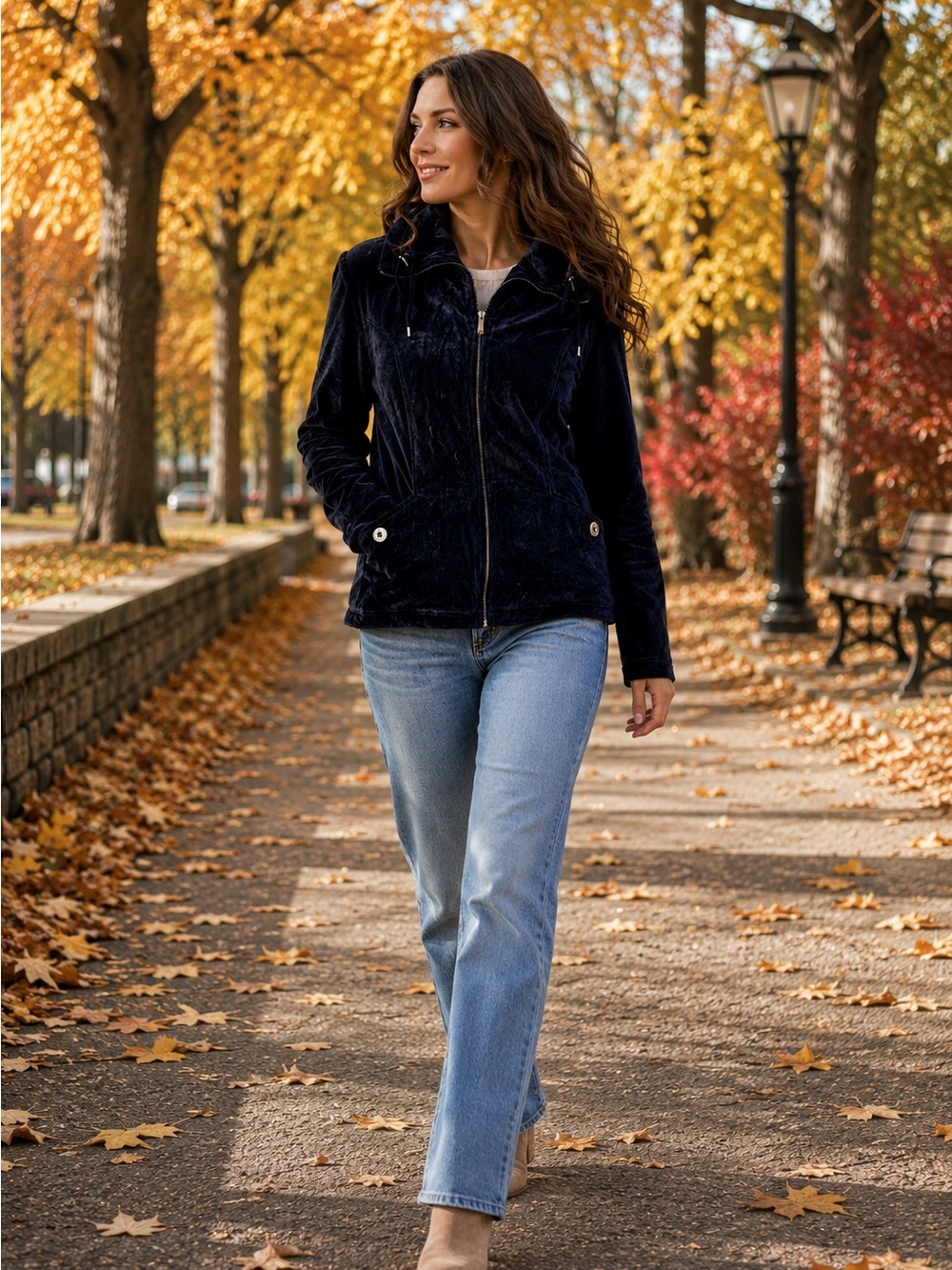 NWT Jones New York Signature Admiral Navy Velour Jacket L